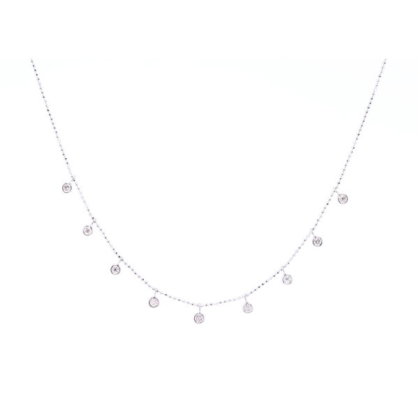 Closeup photo of 9 Stone Cleopatra Style Diamonds By the Yards Necklace