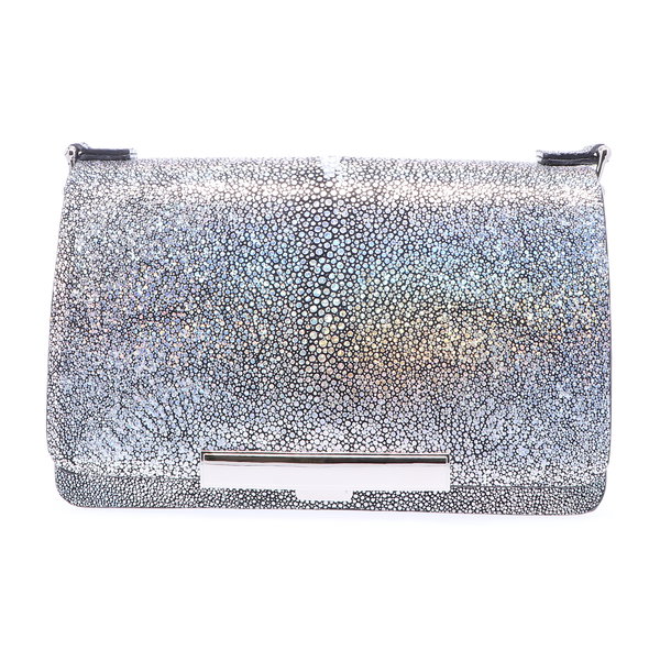 Closeup photo of Metallic Silver Stingray Chain Bag