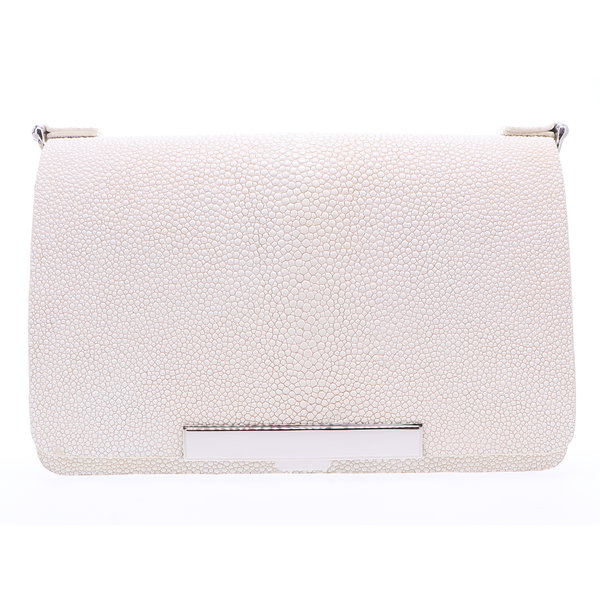 Closeup photo of Eggshell Stingray Chain Bag