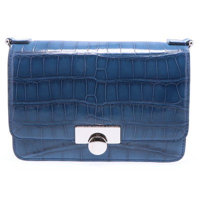 Closeup photo of Royal Blue Alligator Chain Purse