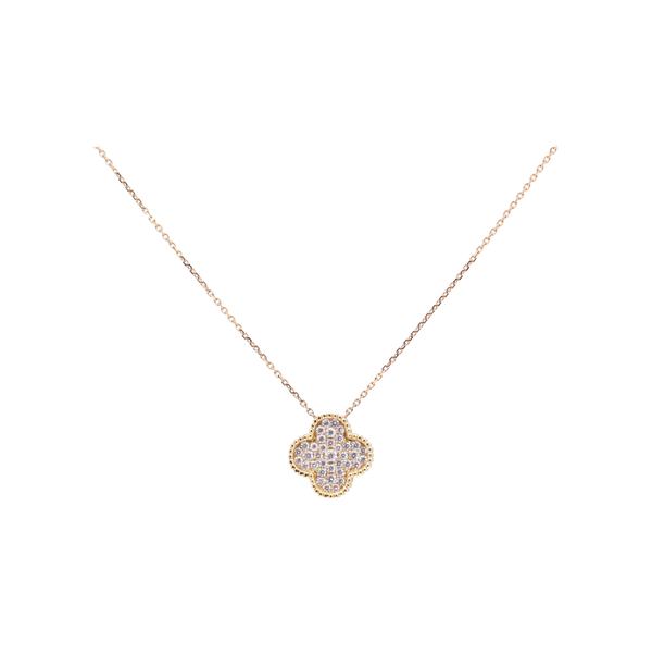 Closeup photo of 18k Clover Pendant Necklace with Diamonds