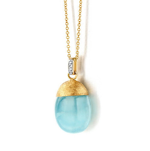 Closeup photo of Dancing Color Blue Chalcedony Necklace