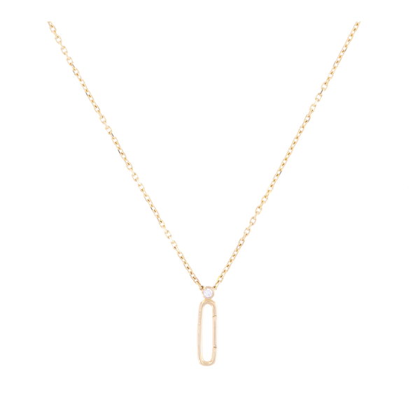 Closeup photo of 14k Necklace with Openable Paper Clip