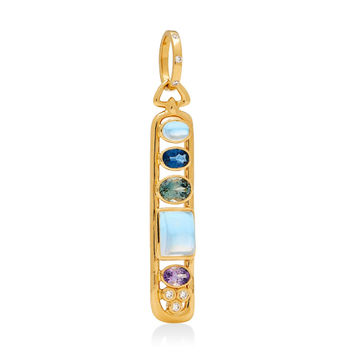 Closeup photo of 18K Theodora Cartouche Pendant