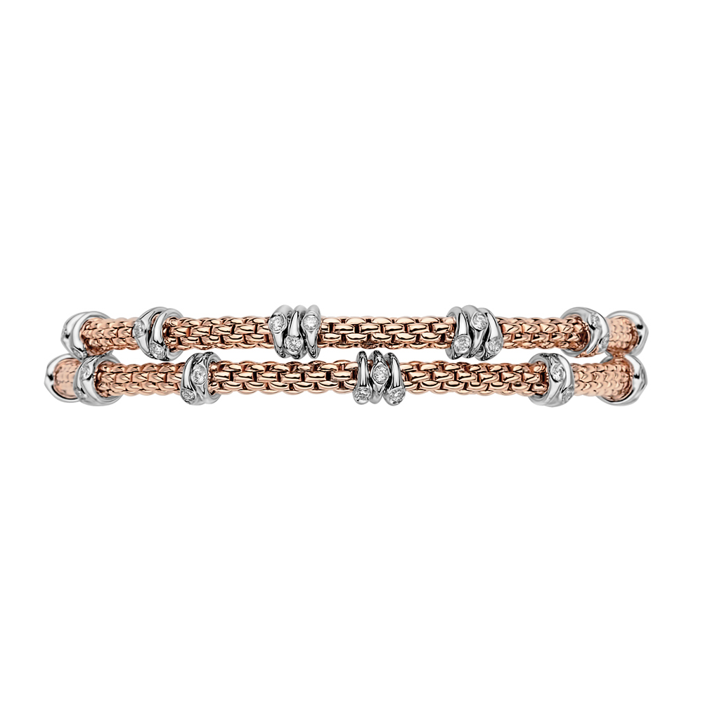Prima Flex'It Double Bracelet in Rose Gold with Diamonds - Size XL (19cm)
