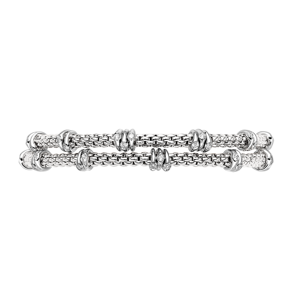 Prima Flex'It Double Bracelet in White Gold with Diamonds - Size S (16cm)