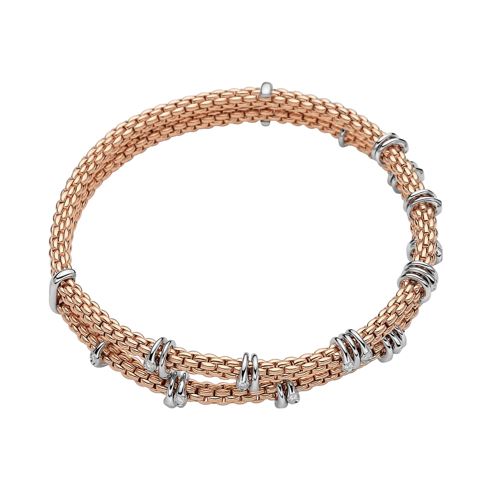 Prima Flex'It Double Bracelet in Rose Gold with Diamonds - Size XS (15cm)
