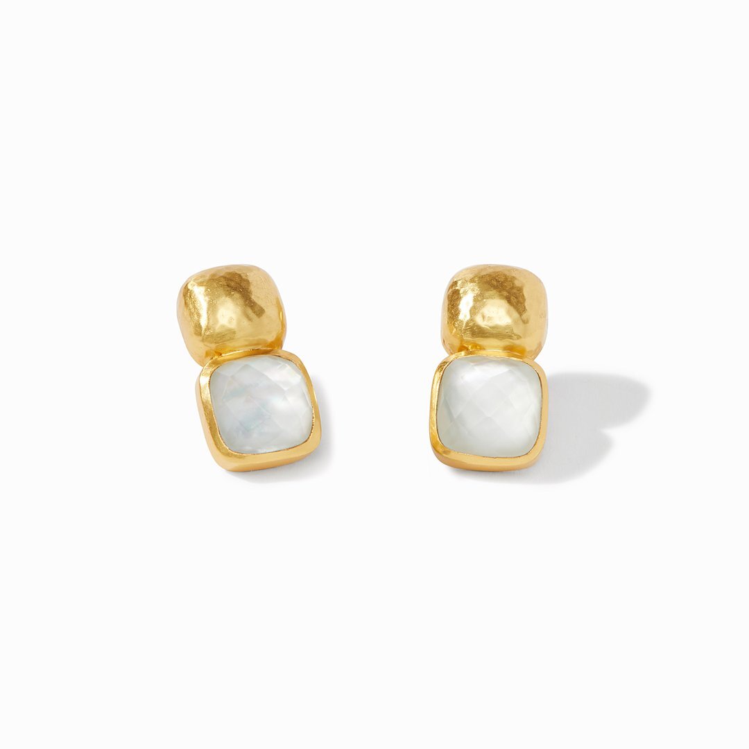 Closeup photo of Catalina Earrings with Iridescent Crystal gemstone