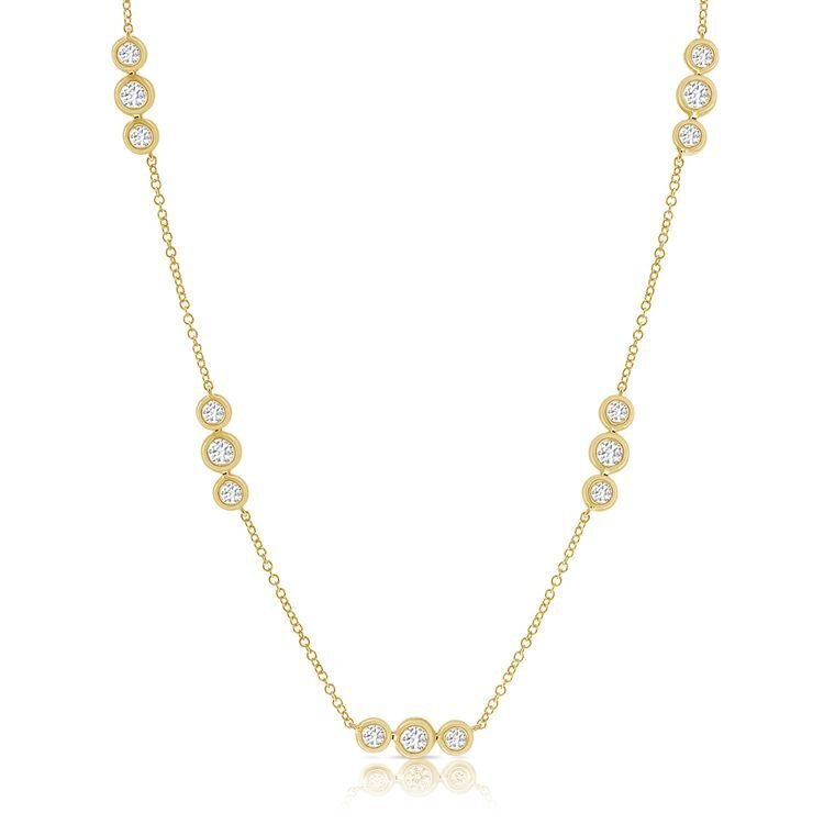 Triple Bezel Set Diamond Layering Necklace