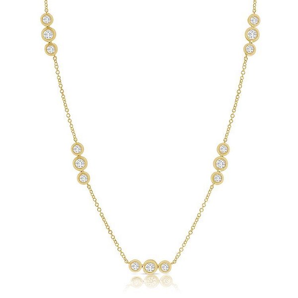 Closeup photo of Triple Bezel Set Diamond Layering Necklace