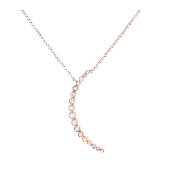 Closeup photo of Bezel Set Crescent Diamond Pendant Necklace