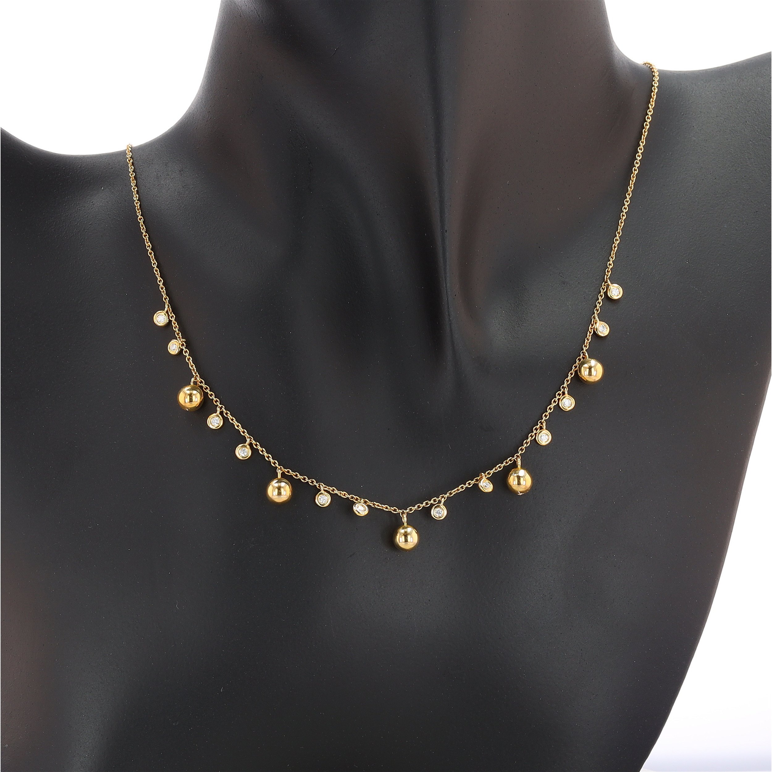 Gold Ball & Bezel Diamond Layering Necklace