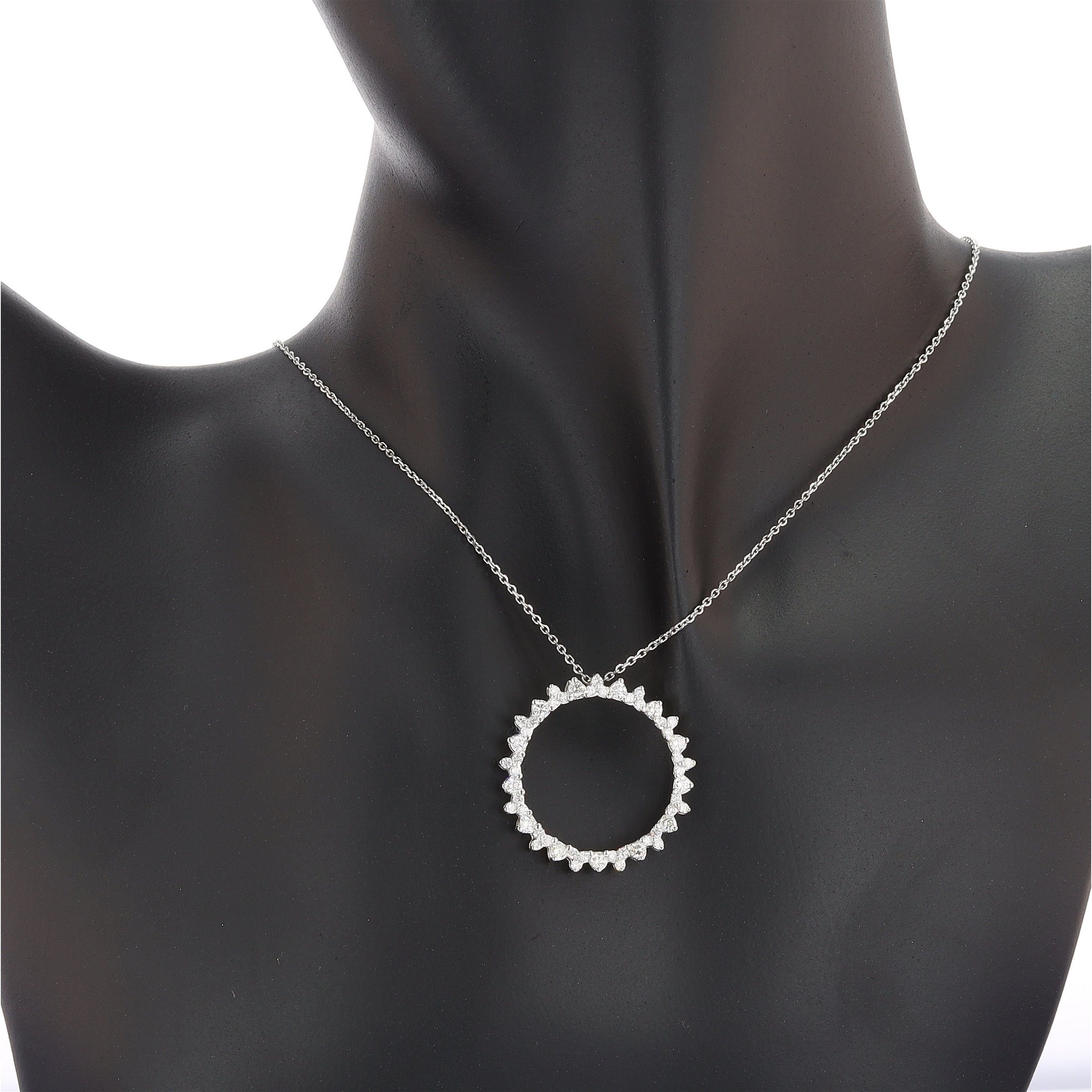 Rd Prg All Diamond Circle Necklace