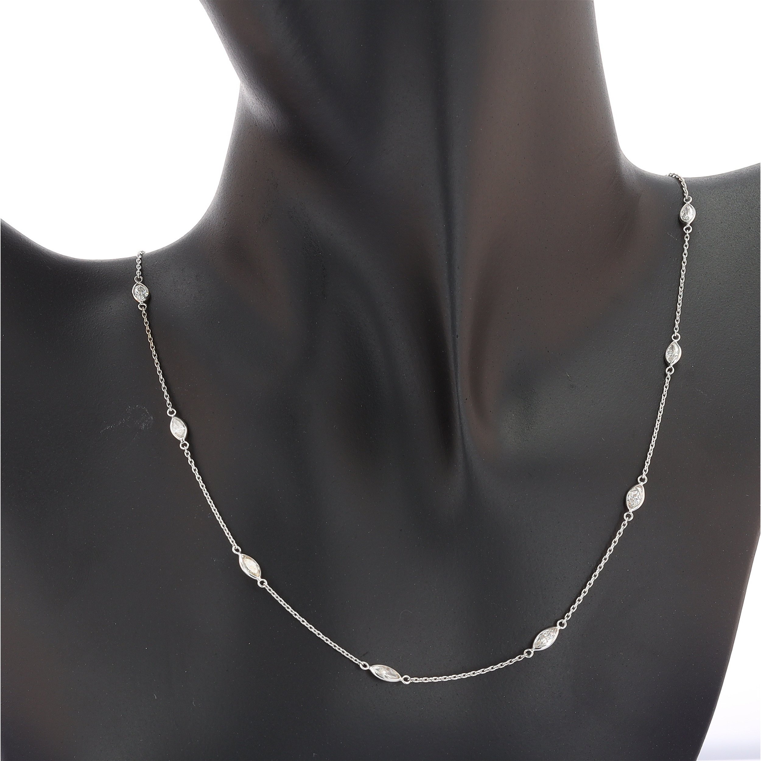 8 Stone Marquise Diamond By The Yard Necklace