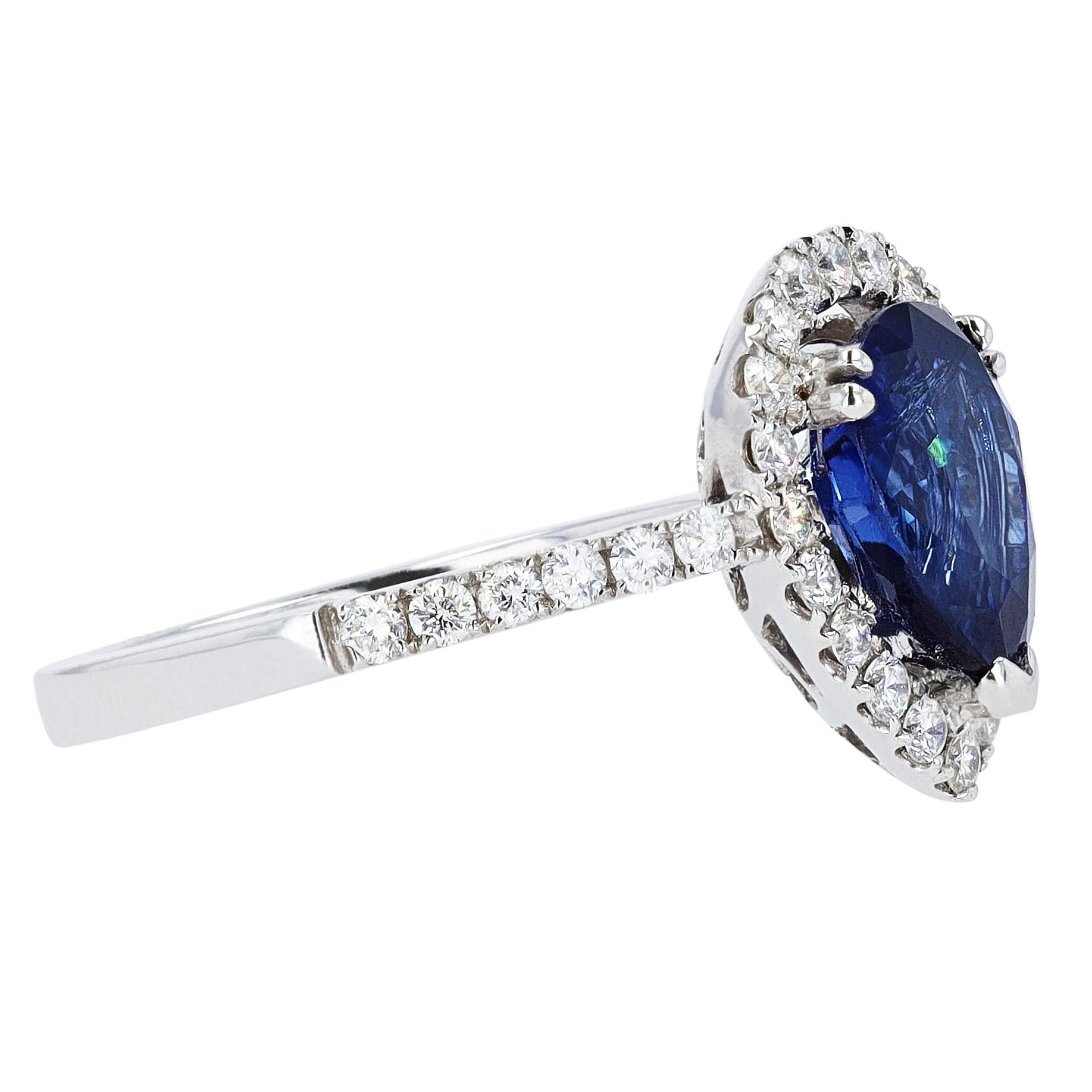 18k Pear Ceylon Sapphire Ring