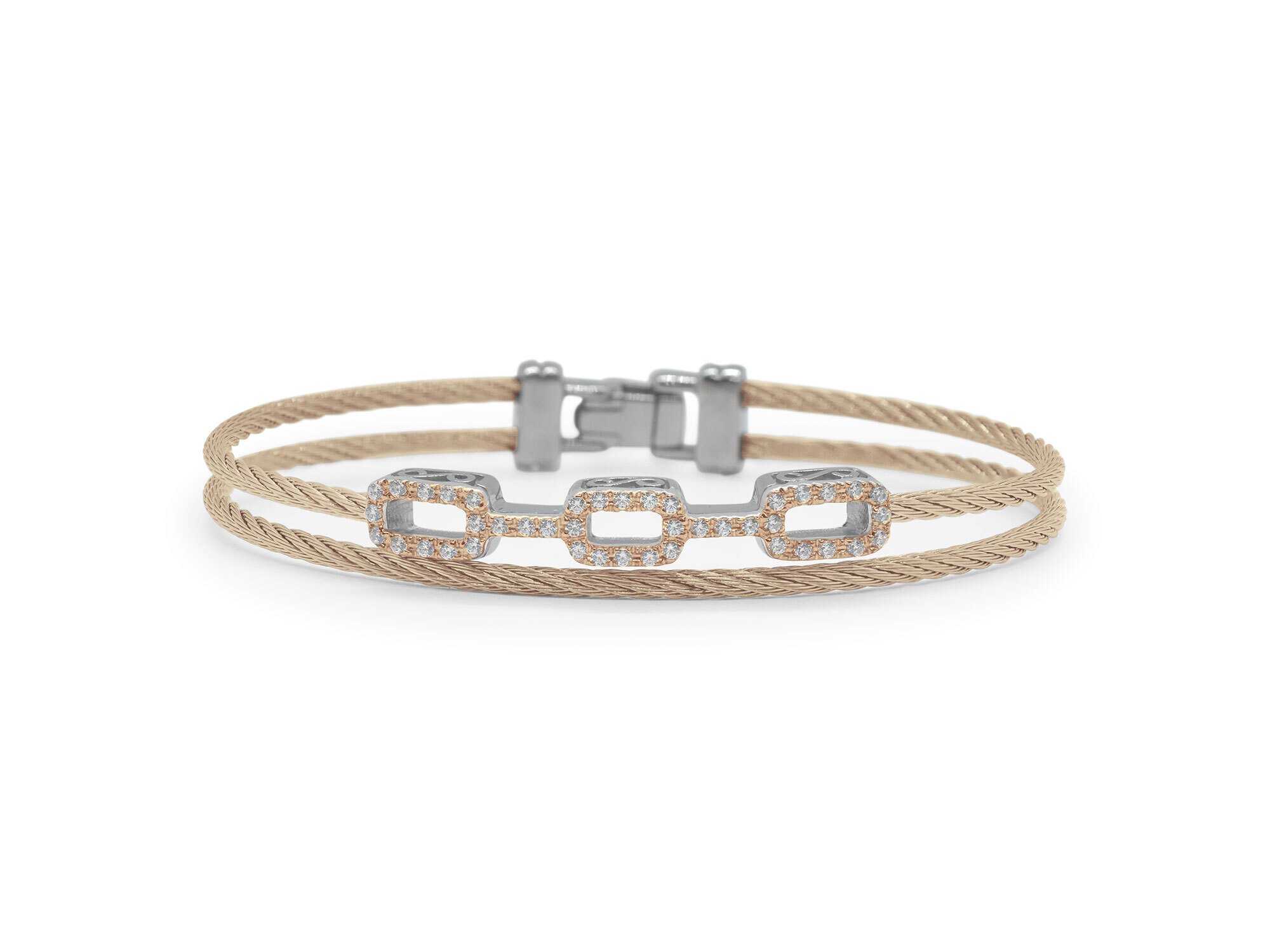 Carnation Cable Petite Layered Links Bracelet with 18kt Rose Gold & Diamonds