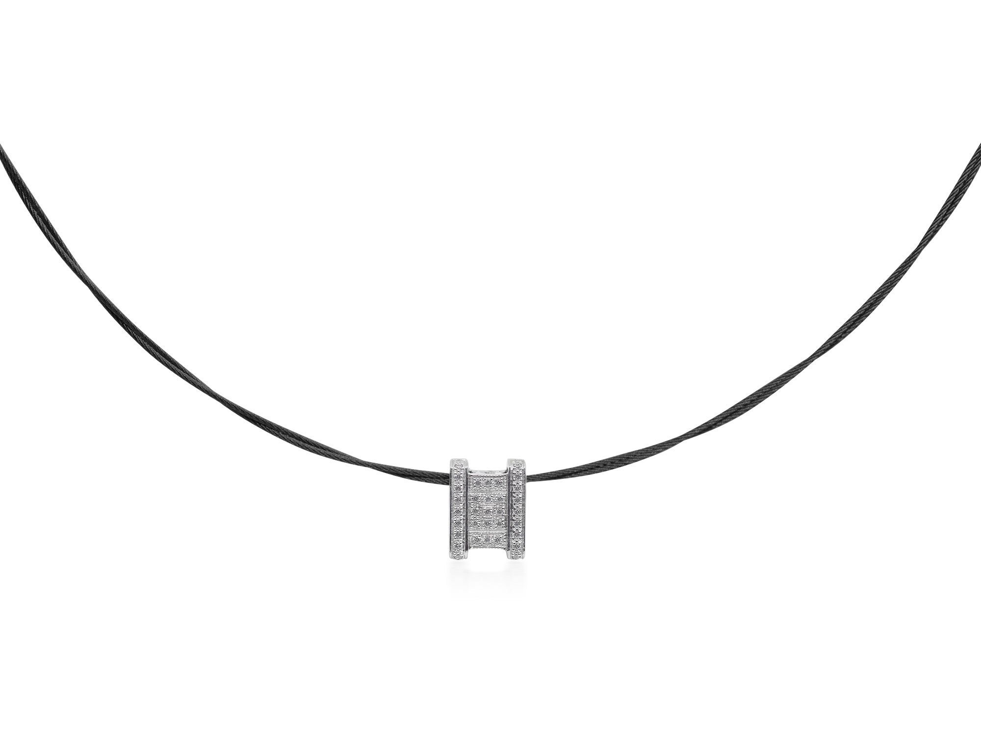 Black Cable Diva Necklace with 18kt White Gold & Diamonds