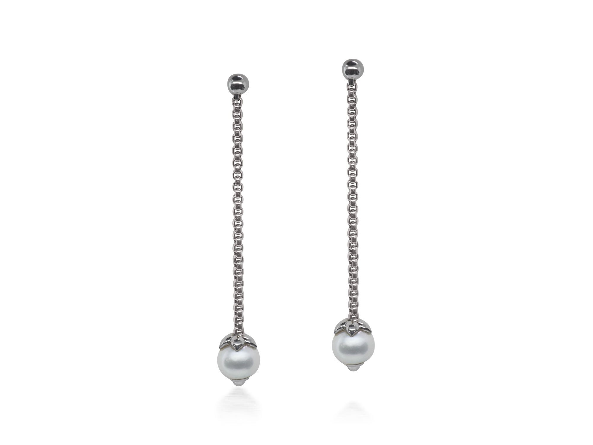 Grey Chain Reaction Pearl Drop Earrings