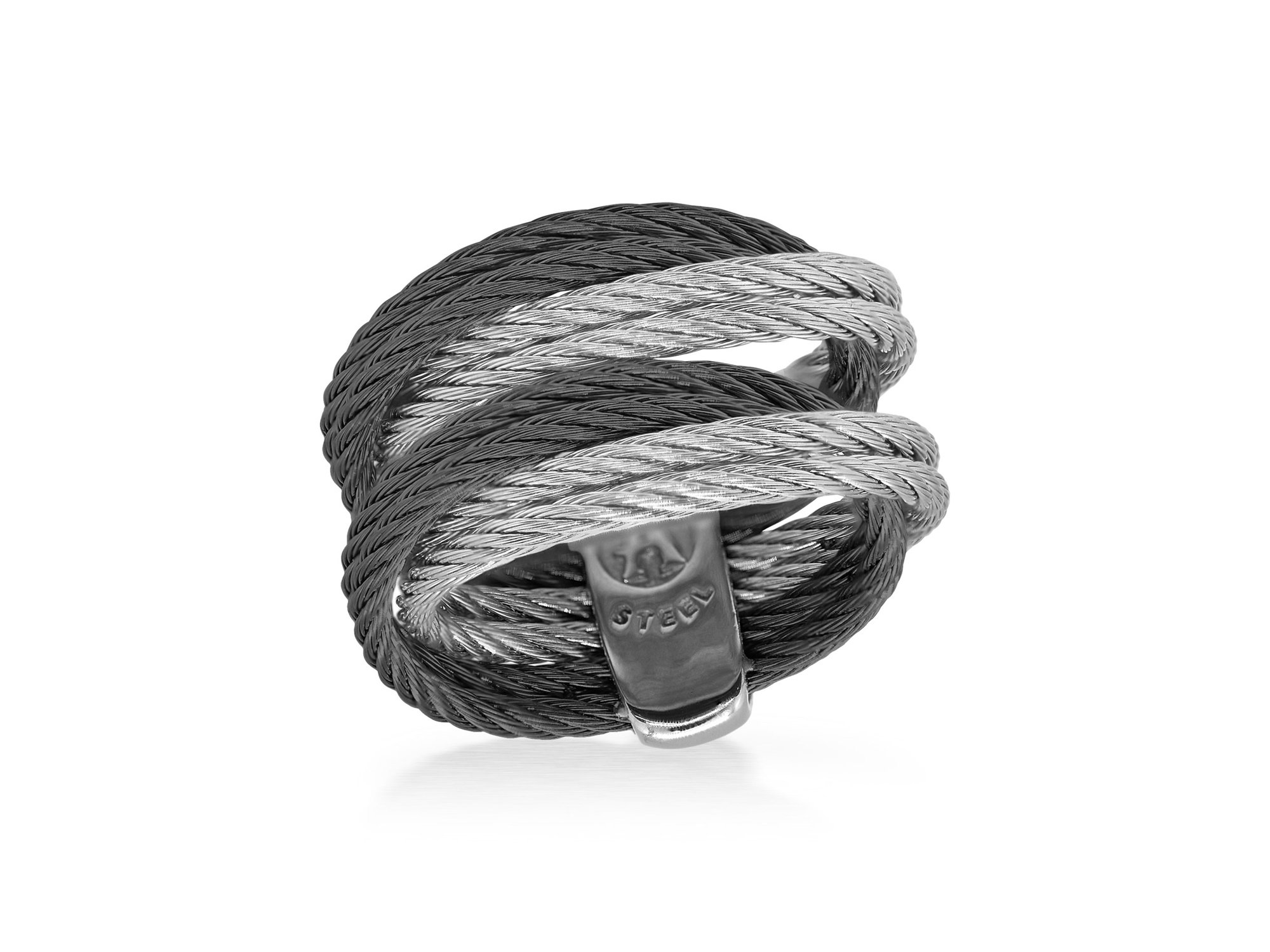Black & Grey Cable Entwine Ring