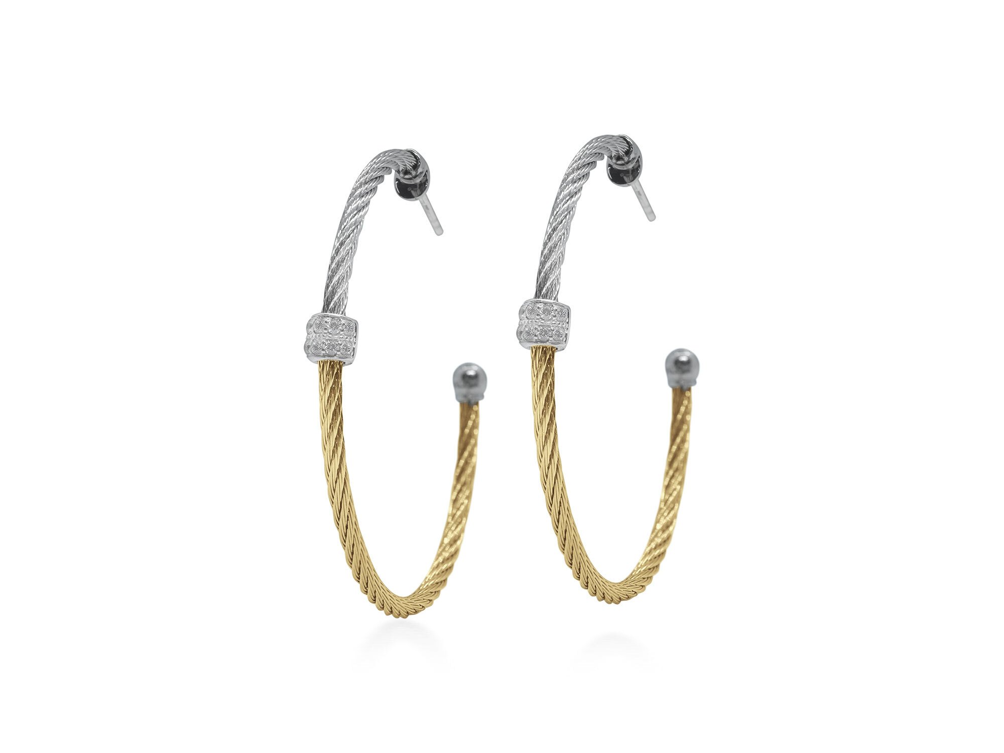 Grey & Yellow Colorblock Hoop Earrings