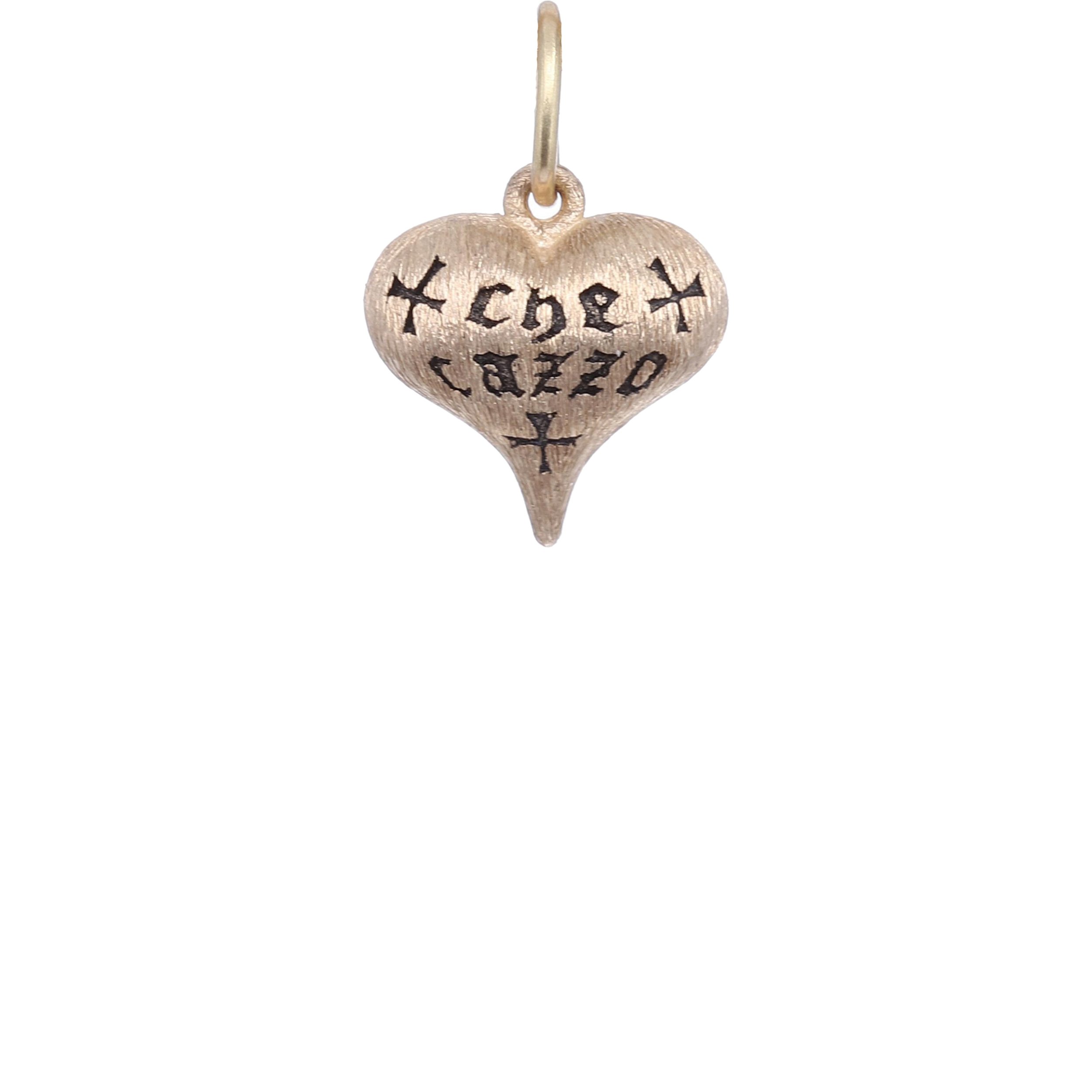 14k "What The F***" Puffy Heart Charm Pendant