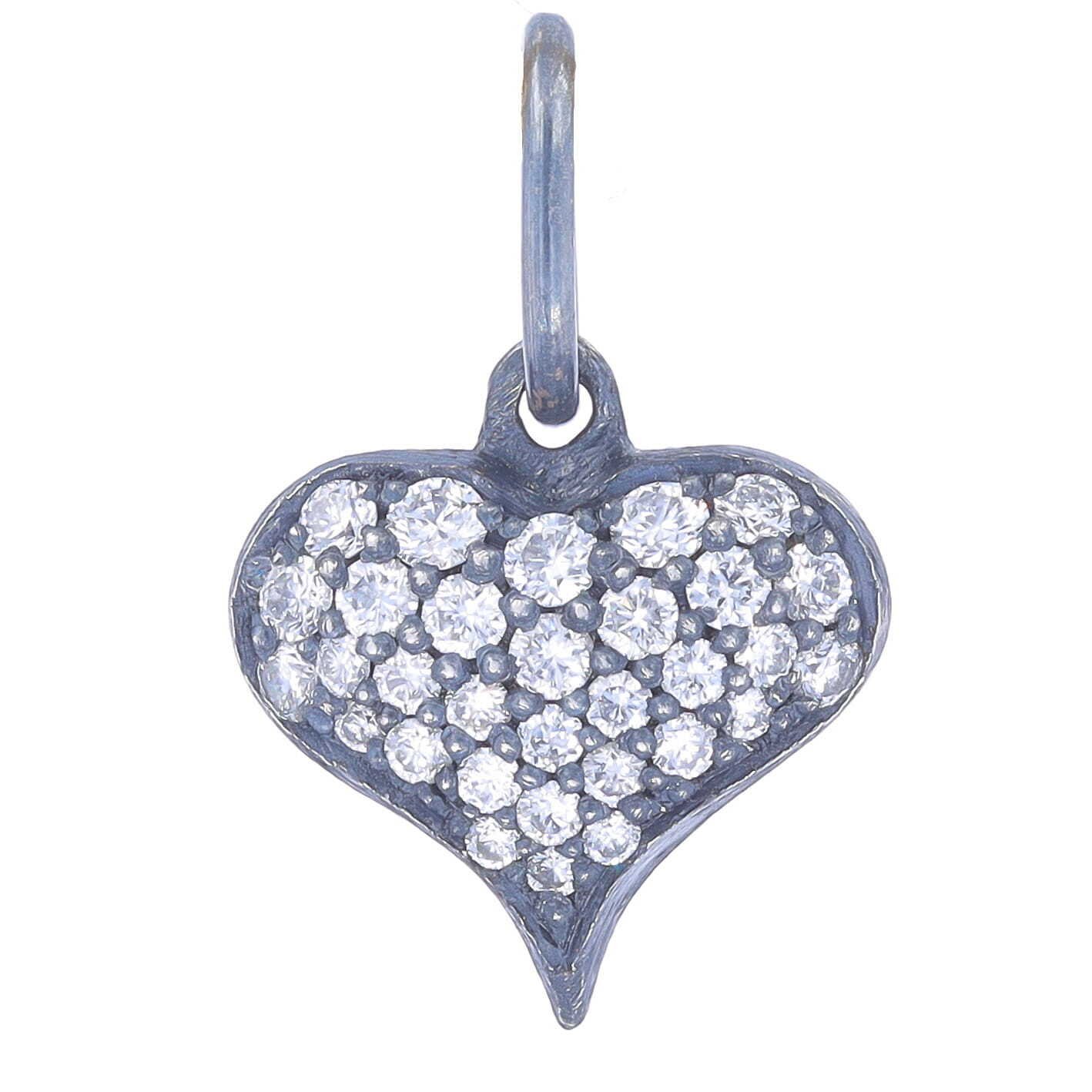 SS Puffy Diamond Heart Charm Pendant