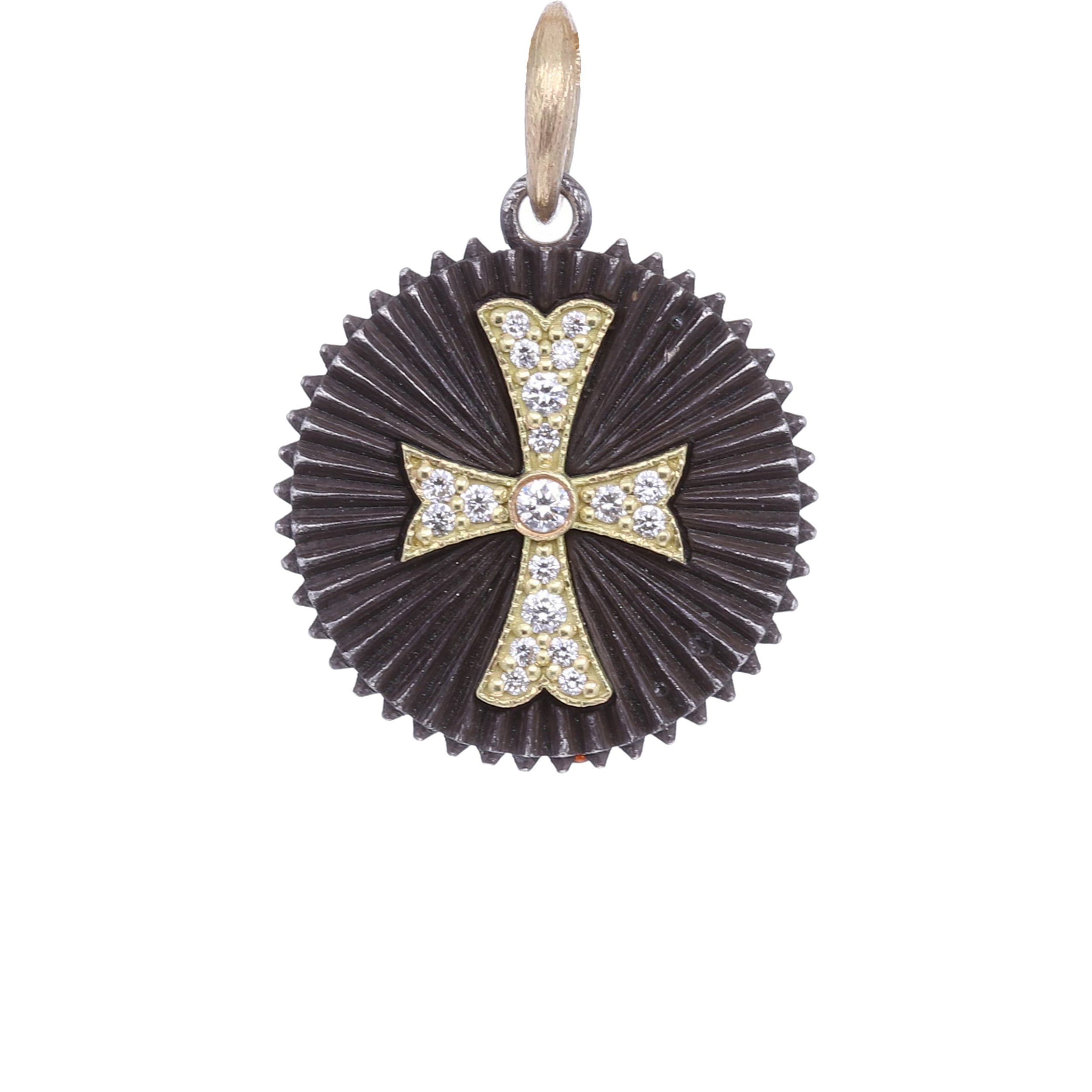18k Small Round Diamond Cross Pendant