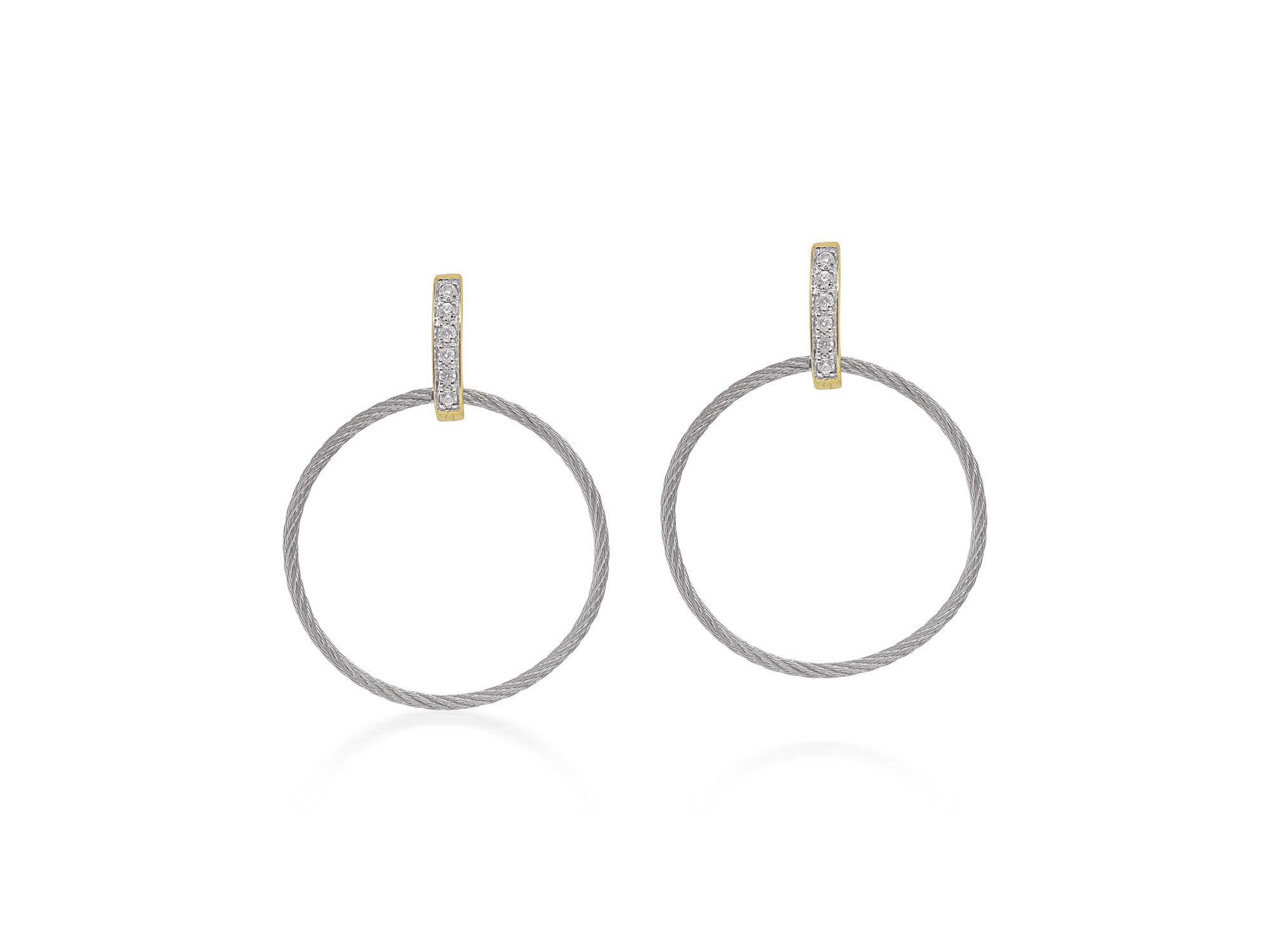 Grey Cable Petite Drop Circle Earrings – ALOR