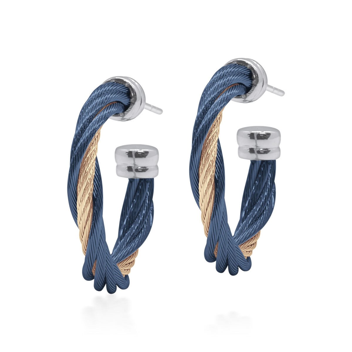 ALOR Navy & Carnation Twist Hoop Earrings