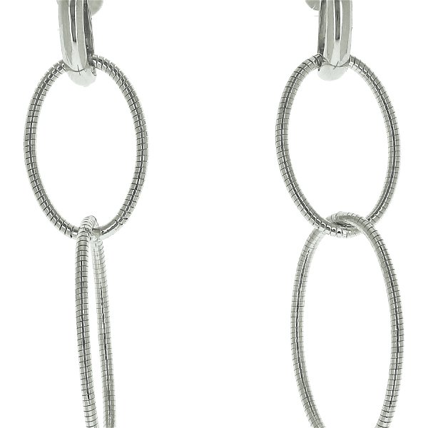 Closeup photo of DNA Spring Oval Drop Earrings Rhodium