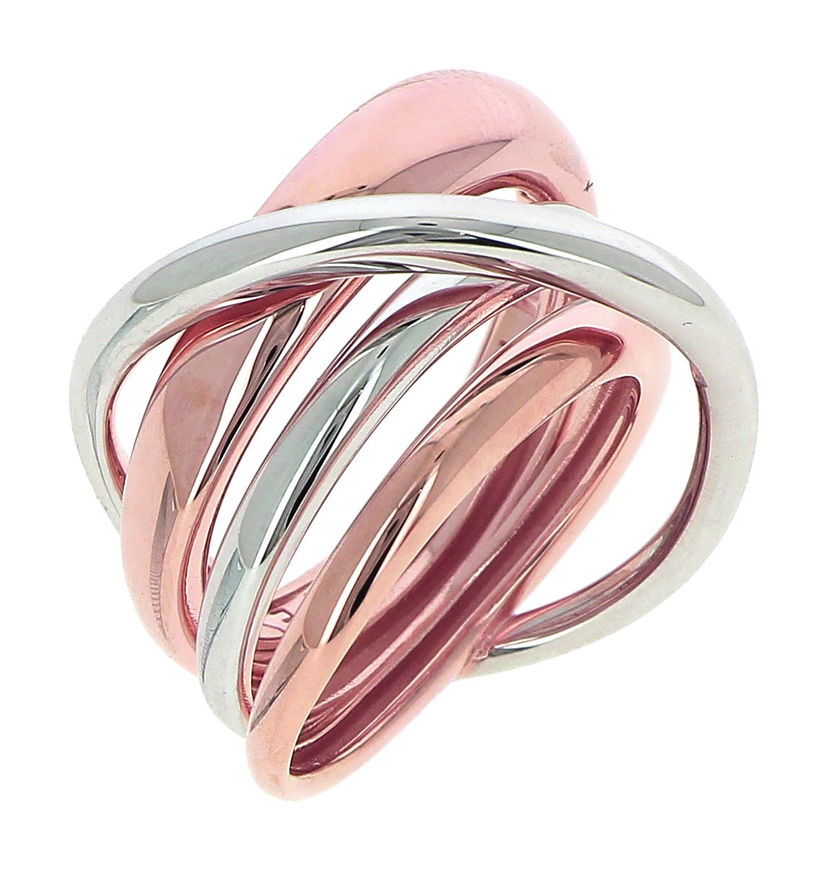 Multi Layer Wrap Metallic Ring Rose Gold/Rhodium