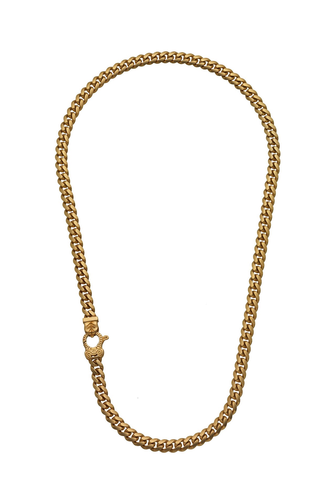 18K Yellow Gold Matte Plated Silver Chain Necklace