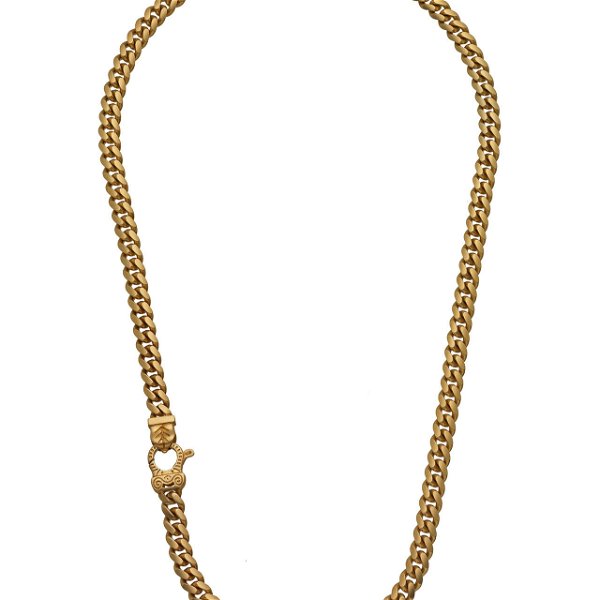 Closeup photo of 18K Yellow Gold Matte Plated Silver Chain Necklace