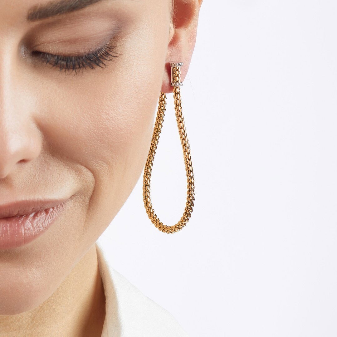 Prima Flex'It Hoop Earrings w/ Diamond in Rose Gold Size Large