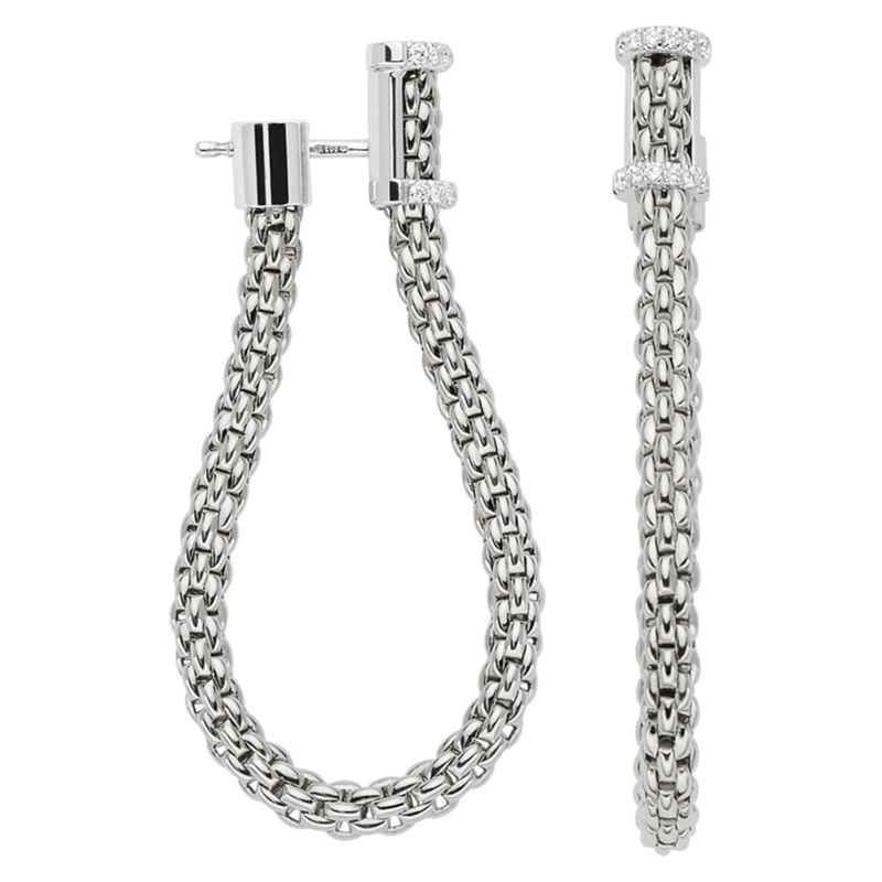Prima Flex'It Hoop Earrings w/ Diamond in White Gold Size Medium