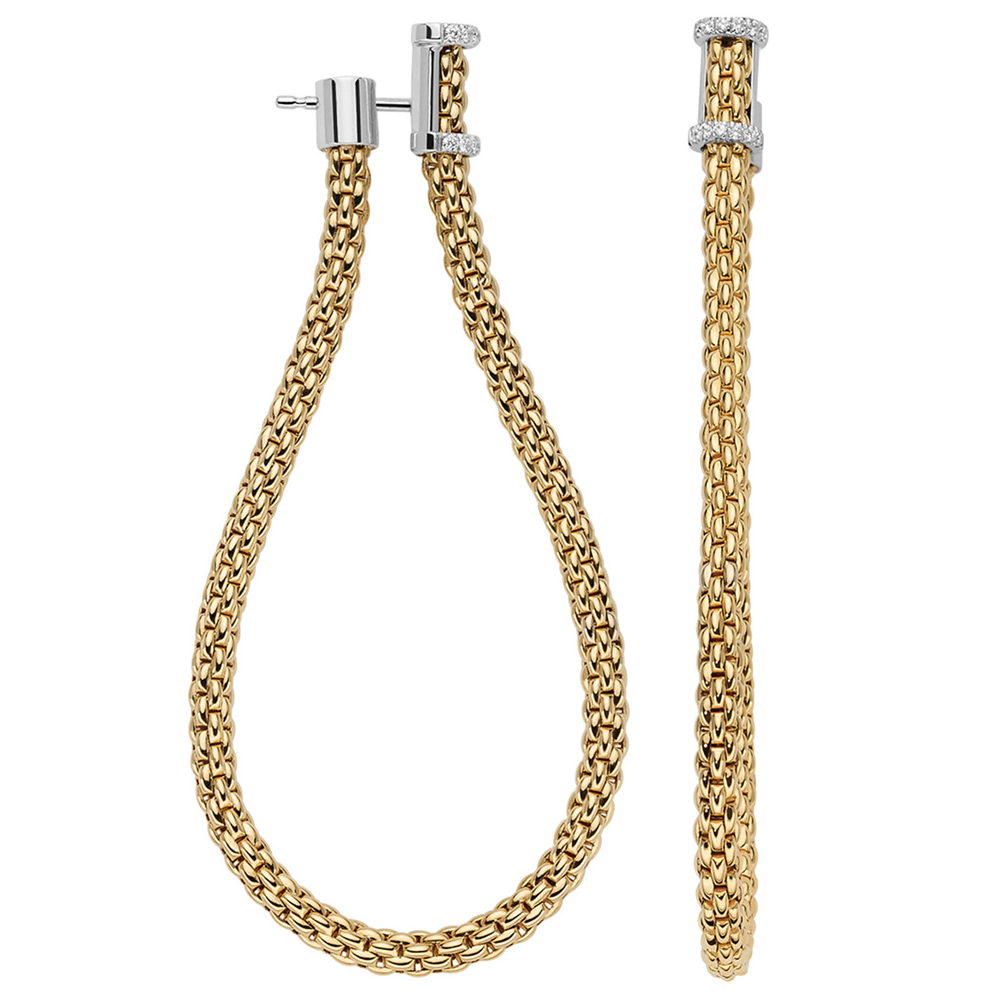 Prima Flex'It Hoop Earrings w/ Diamond in Yellow Gold Size Large