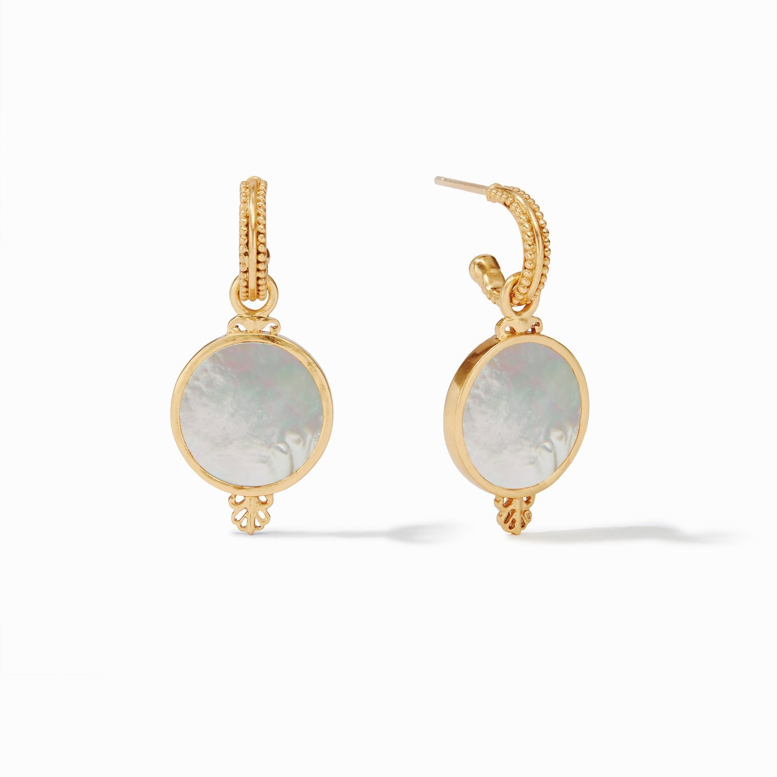 Meridian (Compass) Hoop And Charm Earring Gold Mother Of Pearl