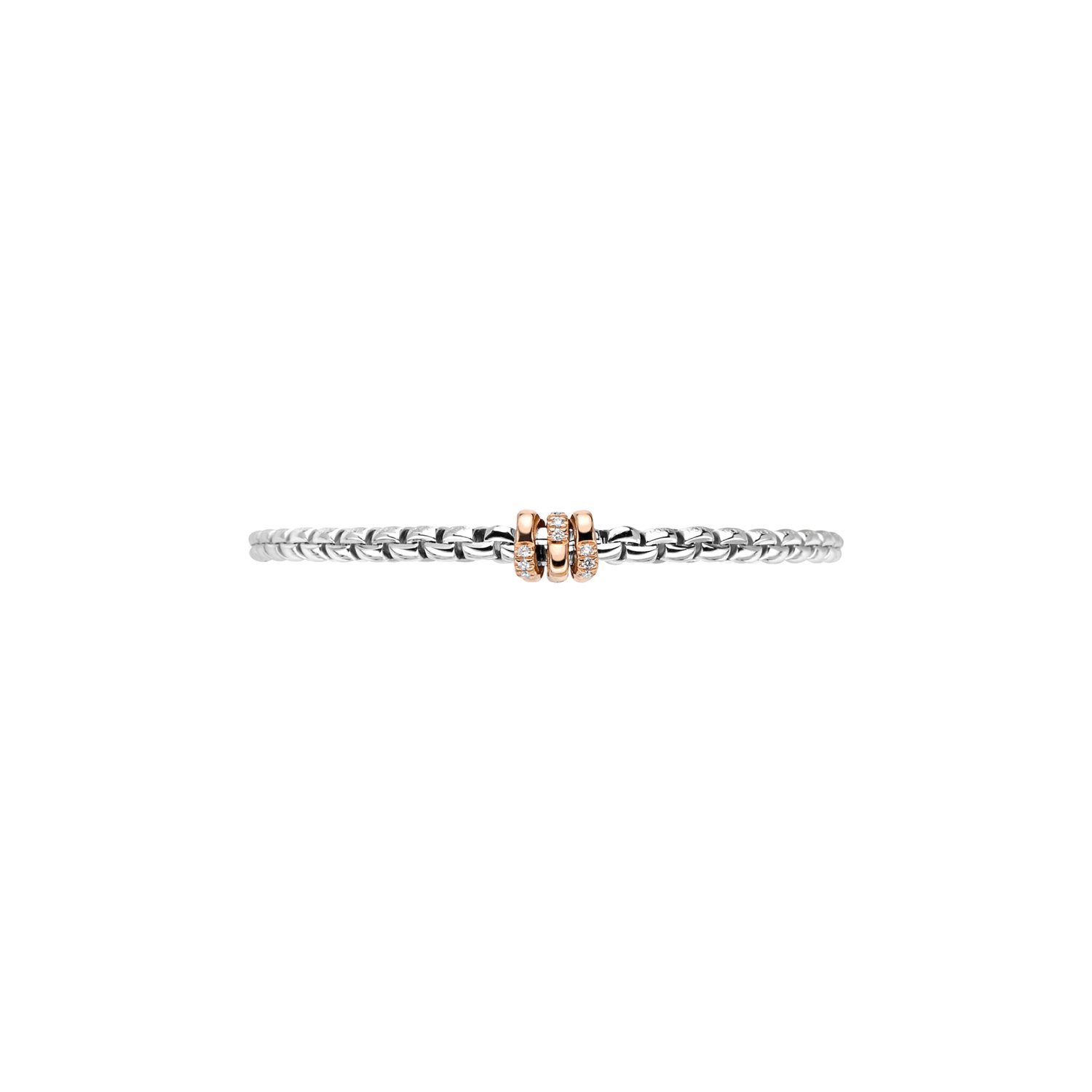 Flex'It Eka Bracelet with Rose Gold Diamond Clover Rondels