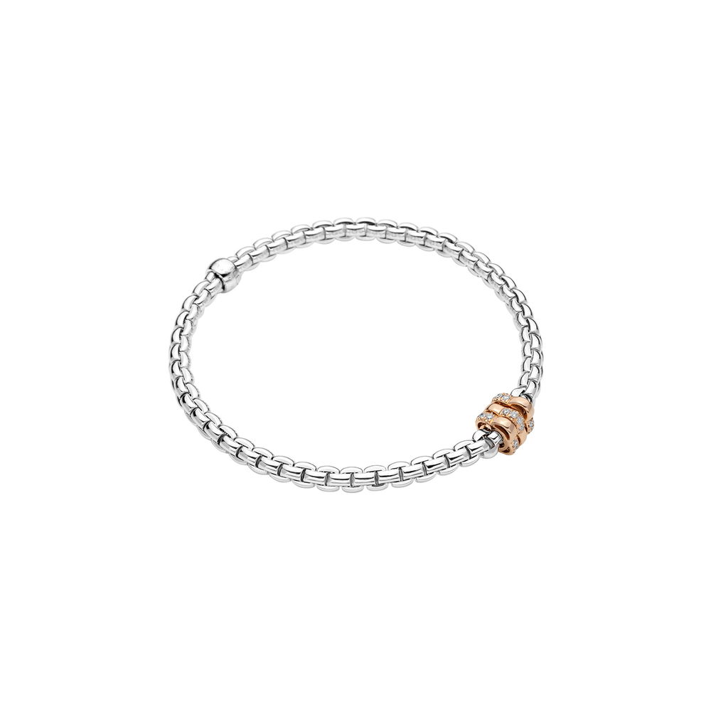 Shot of Flex'It Eka Bracelet with Rose Gold Diamond Clover Rondels