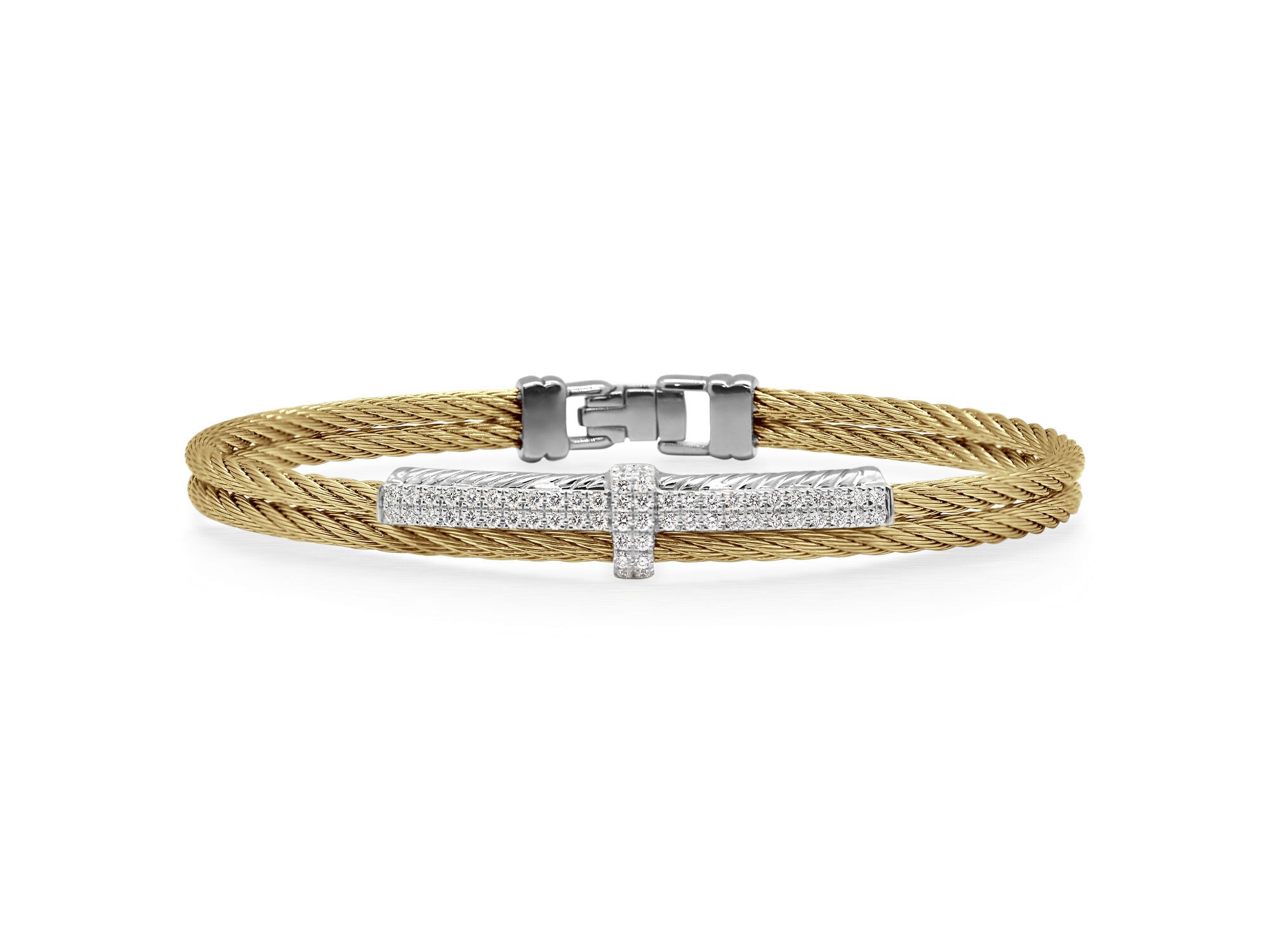 Yellow Cable Petite Opulence Bracelet with 18kt White Gold & Diamonds – ALOR