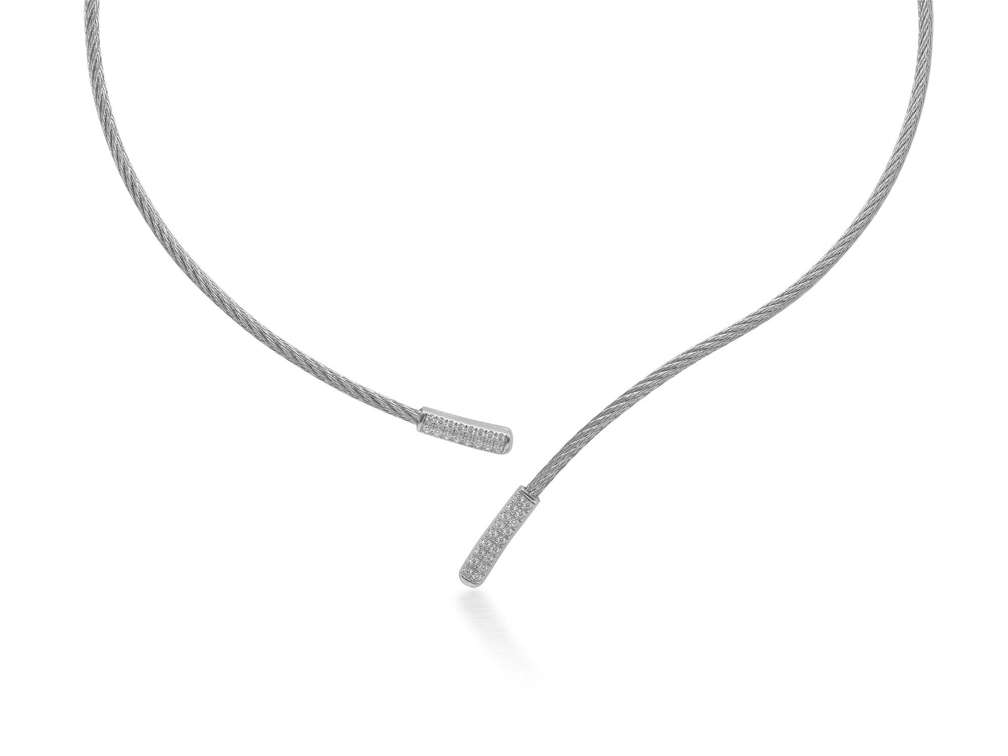 Grey Cable Collar with 18kt White Gold & Diamonds – ALOR