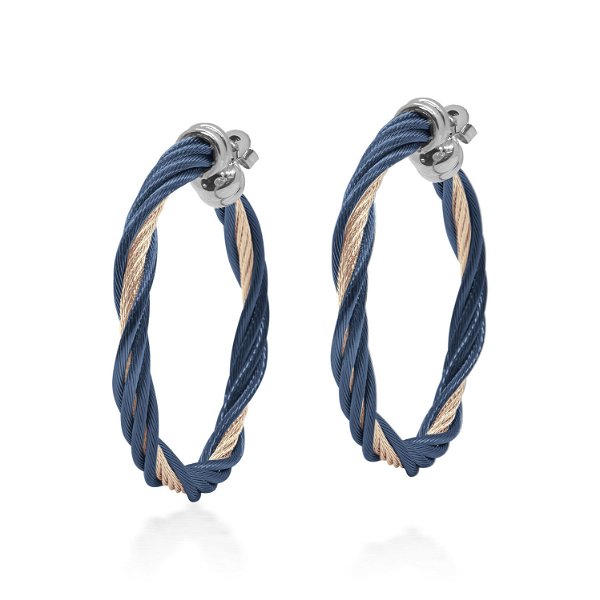 Closeup photo of Blueberry & Carnation Cable Modern Twist Earrings