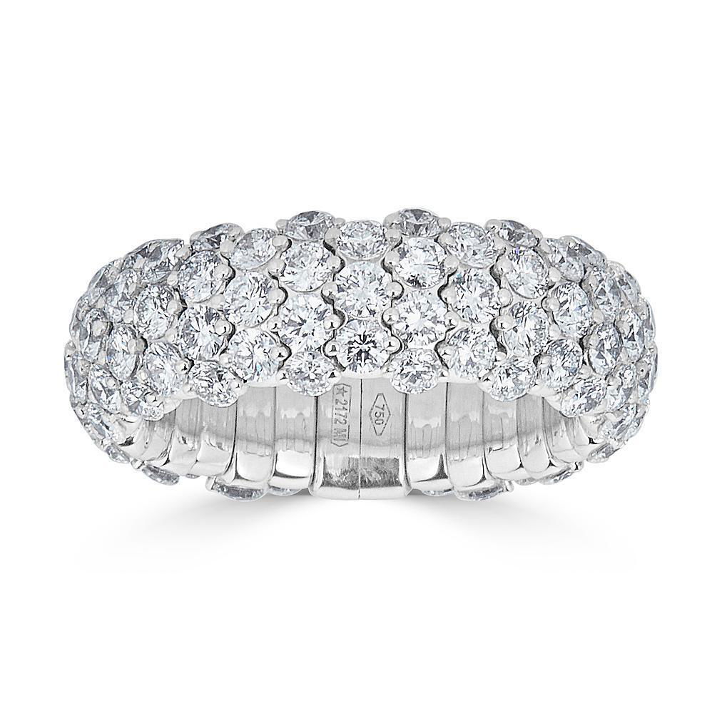 Shot of Medium Domed Stretch Ring with Diamonds in 18k White Gold
