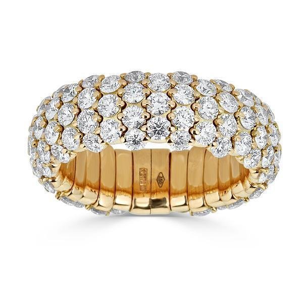 Medium Domed Stretch Ring with Diamonds in 18k Yellow Gold