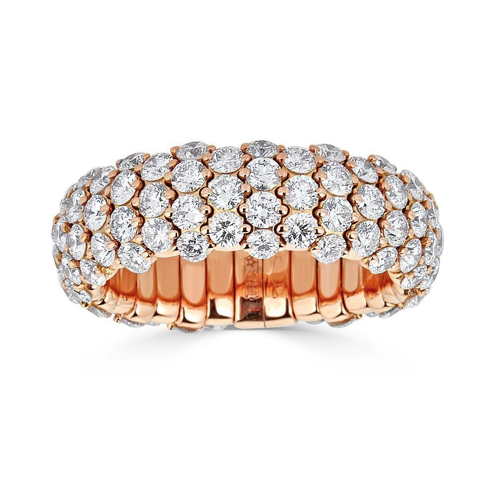 Medium Domed Stretch Ring with Diamonds in 18k Rose Gold