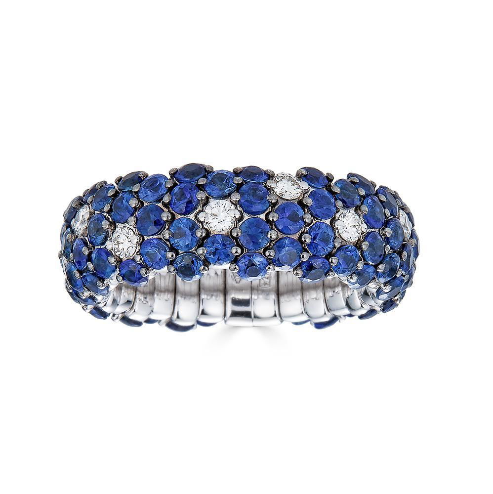 Shot of Blue Sapphire Domed Stretch Ring