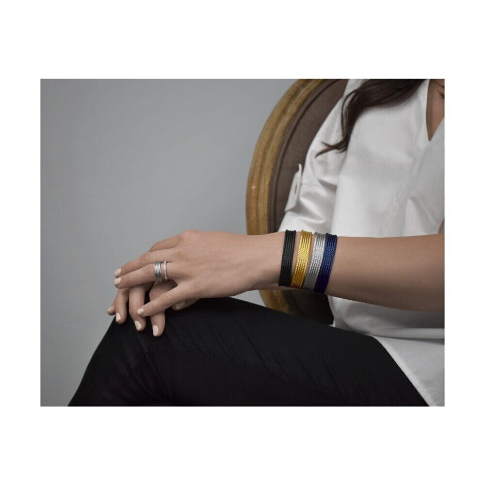 Grey Rim with Yellow Center Cable Mini Cuff