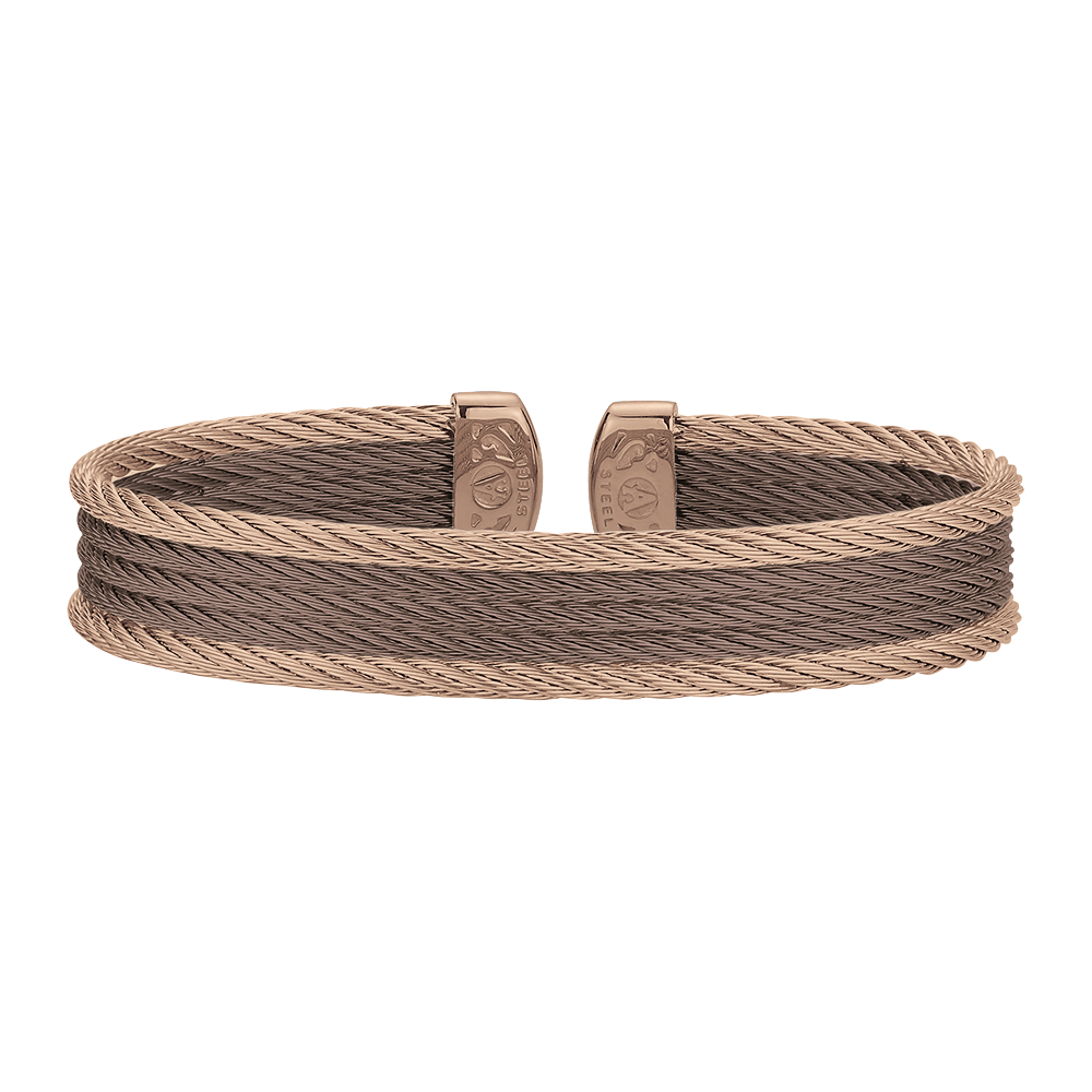 Carnation Rim with Bronze Center Cable Mini Cuff