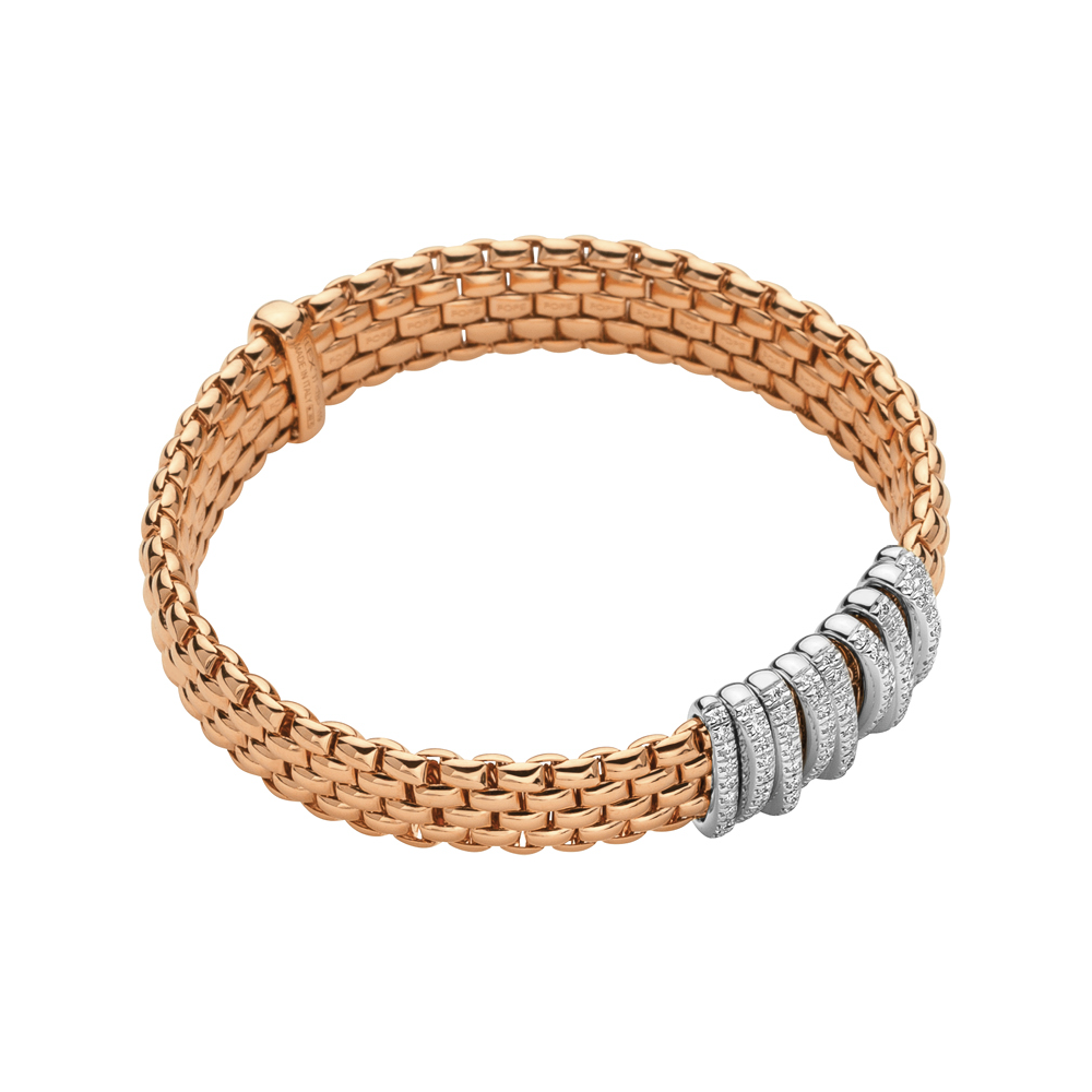 Panorama Flex'it Bracelet in Rose Gold with Full Pave Rondels - Size L (18cm)