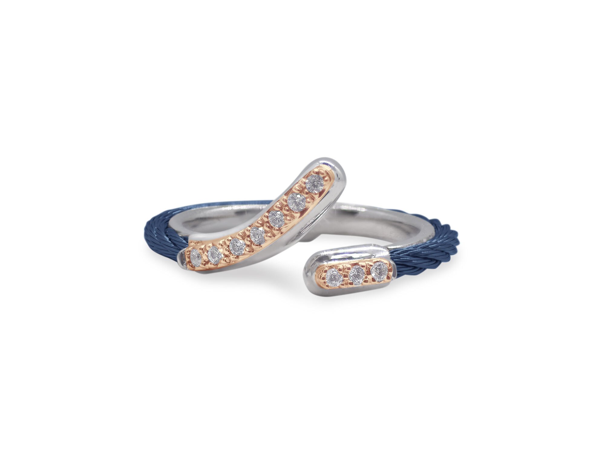 Blueberry Cable Passback Ring with 18kt Rose Gold & Diamonds